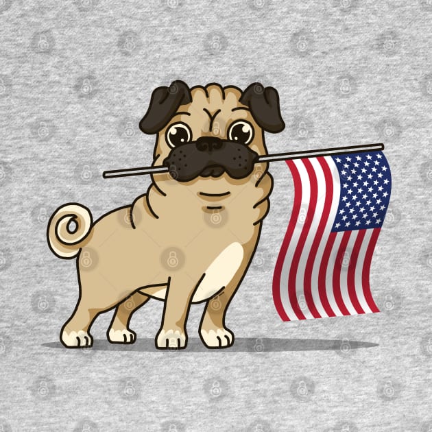 Pug American Flag T-Shirt 4th July Patriotic USA Pug Shirt by vo_maria